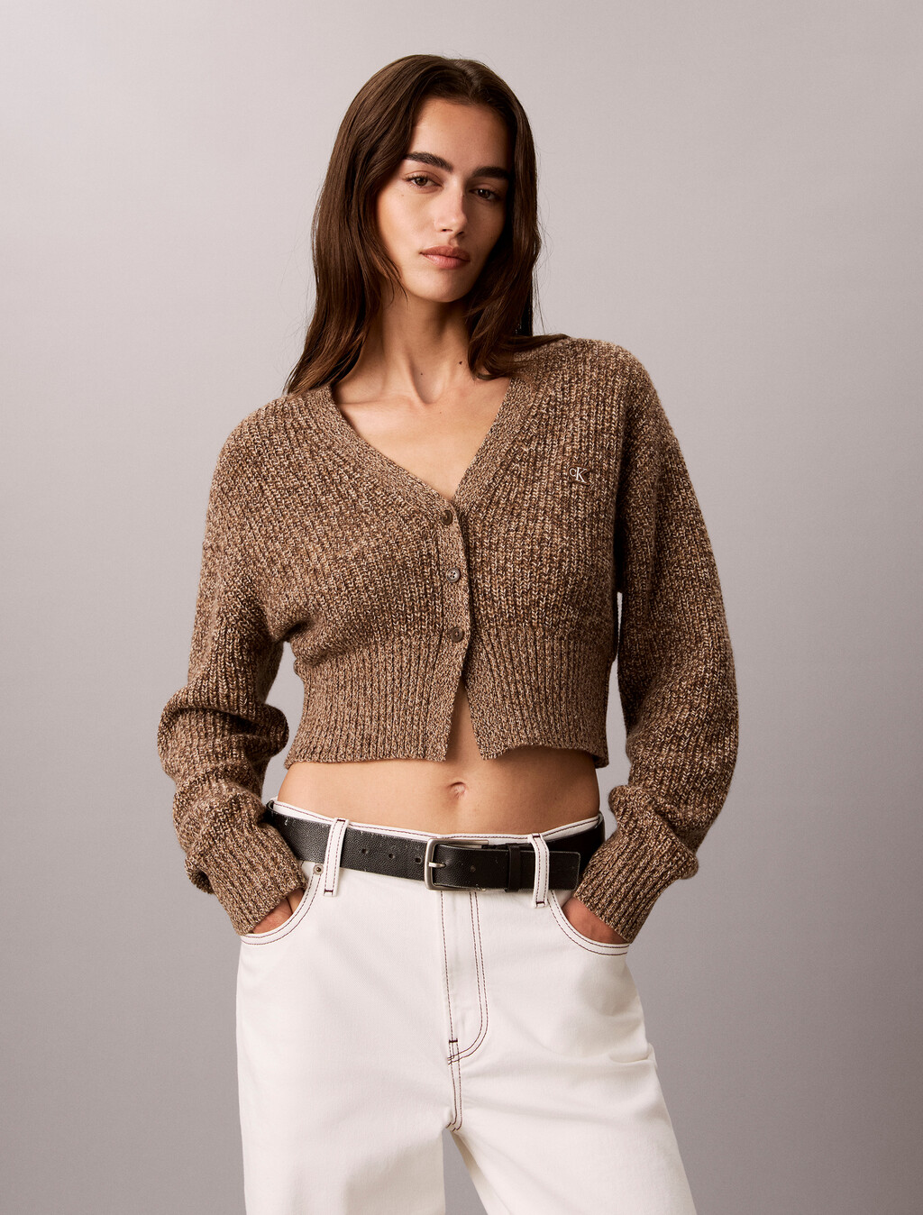 Buy 여성 울 캐시미어 가디건 in color Brown