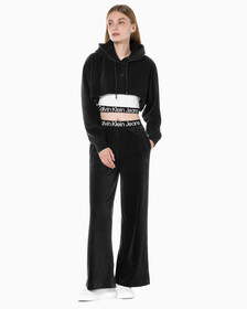 Buy 여성 벨벳 와이드레그 팬츠 in color CK BLACK