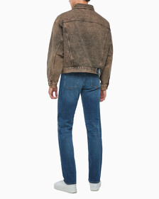 Buy 남성 박시 데님 자켓 in color MID BLUE BACK EMBRO