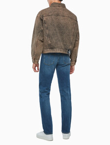 Buy 남성 박시 데님 자켓 in color MID BLUE BACK EMBRO