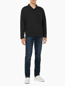 Buy 남성 릴렉스핏 헤비 저지 럭비 폴로 탑 in color CK BLACK