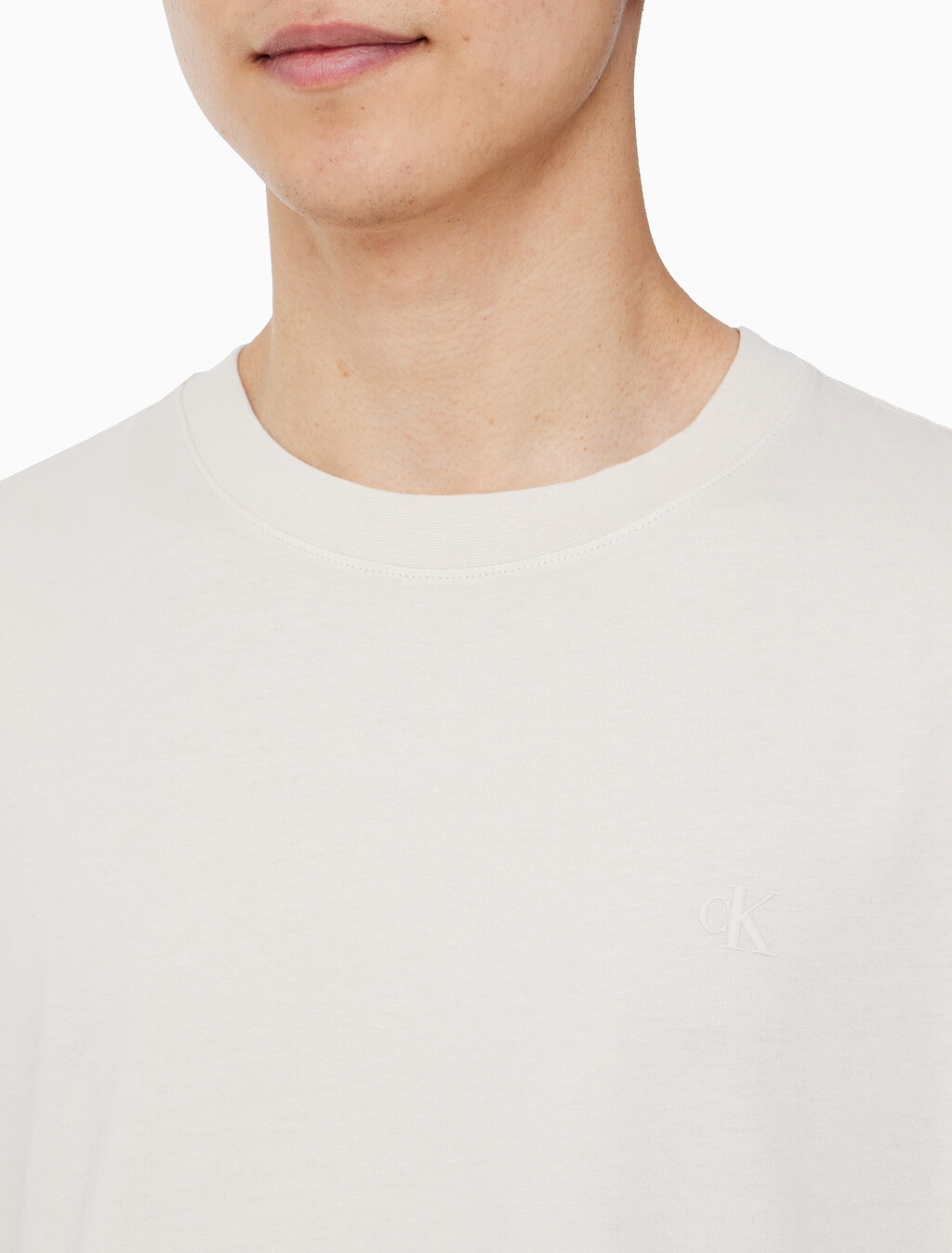 Buy 남성 오버핏 빈티지 워시 프린트 반팔 티셔츠 in color LIGHT BEIGE