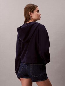 Buy 여성 릴렉스 크롭 집업 후디 스웻셔츠 in color Evening Blue