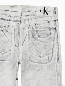 Buy 남성 90's 스트레이트핏 화이트 블랙 데님 in color MID BLUE BACK EMBRO