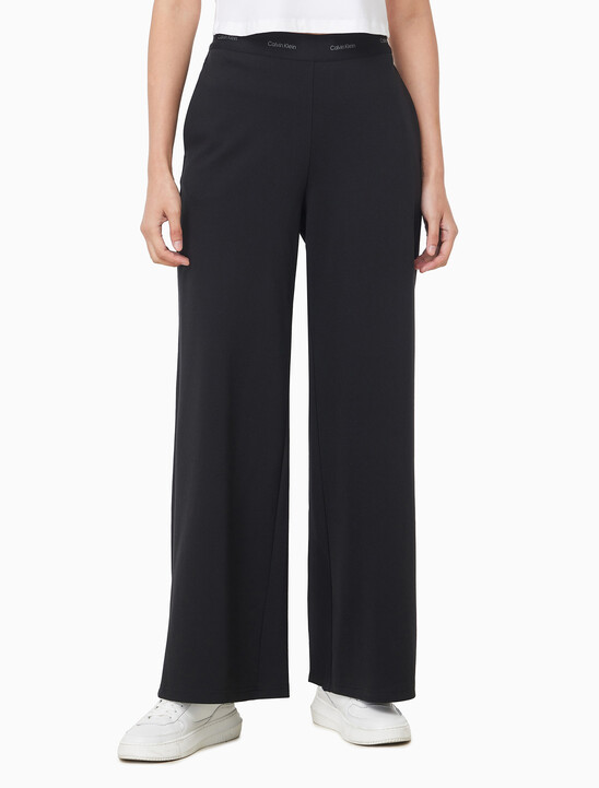 여성 웨이스트 밴드 로고 트라우저