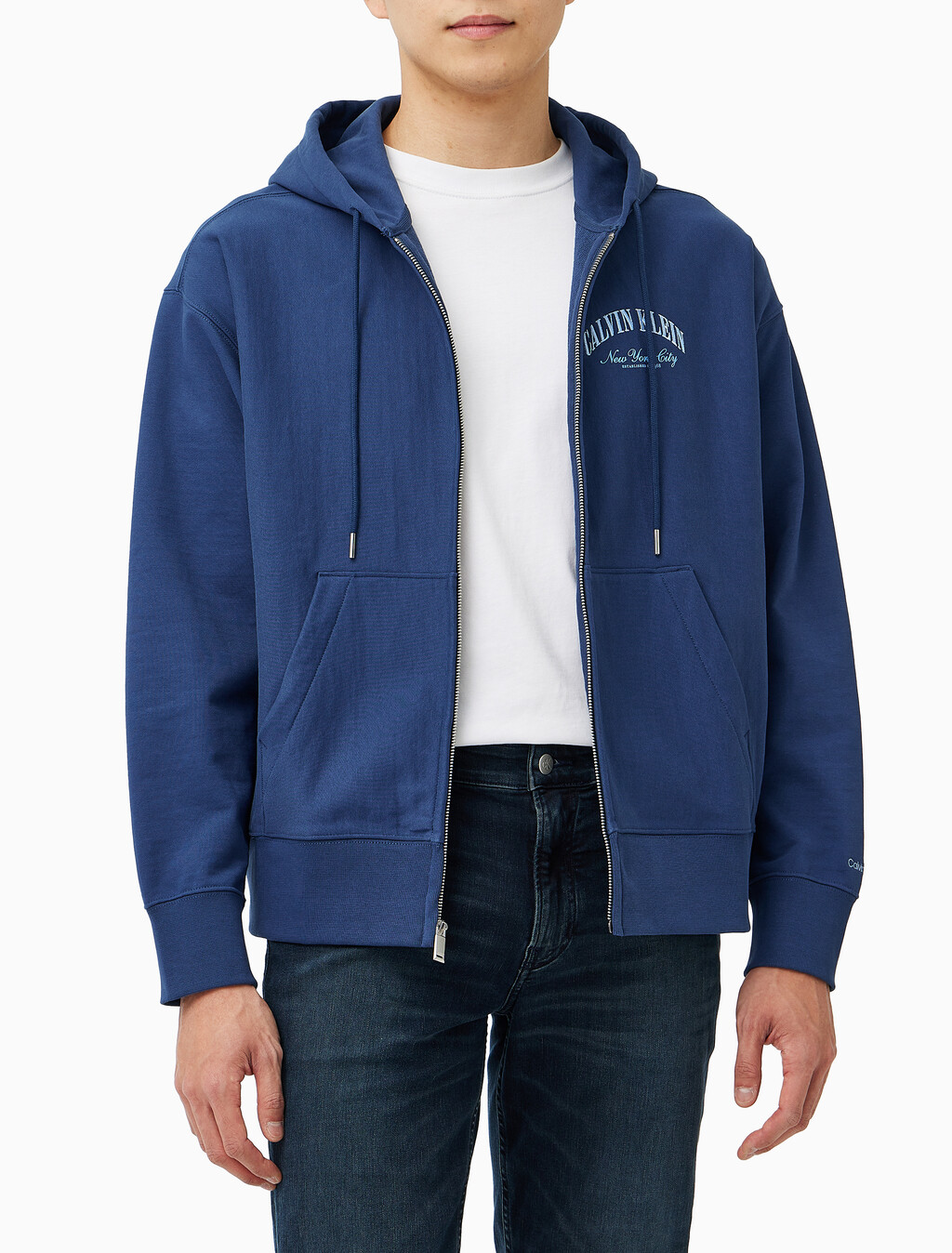 Buy 프리미엄 테리 후드 집업 스웻셔츠 in color Dark Blue