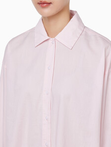 Buy 여성 포플린 슬립 롱슬리브 탑 in color Pink