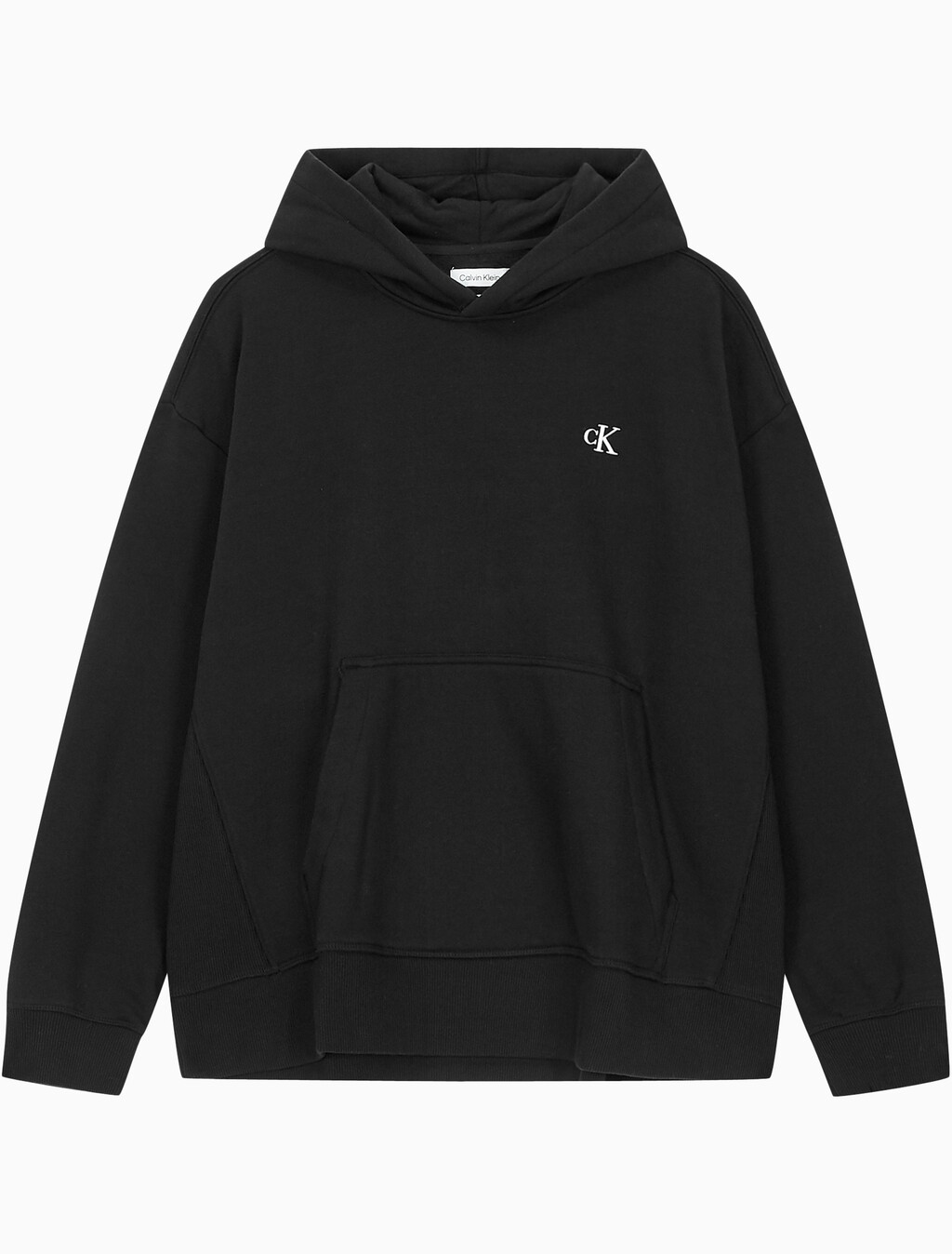 Buy 남성 아카이브 릴렉스핏 CK 스몰 로고 기모 후디 in color BLACK BEAUTY