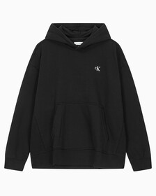 Buy 남성 아카이브 릴렉스핏 CK 스몰 로고 기모 후디 in color BLACK BEAUTY