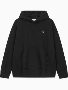 Buy 남성 아카이브 릴렉스핏 CK 스몰 로고 기모 후디 in color BLACK BEAUTY