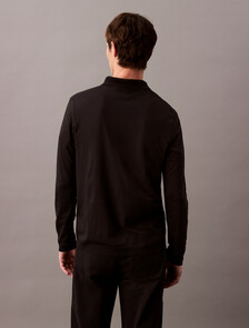 Buy 남성 레귤러핏 실크터치 긴팔 폴로 티셔츠 in color BLACK