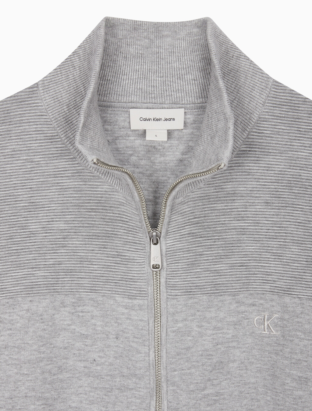 Buy 남성 스탠드 카라 니트 집업 가디건 in color LIGHT GREY HEATHER