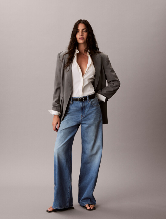 여성 와이드레그 에코 데님