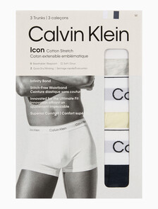 Buy 남성 아이콘 코튼 스트레치 3PK 트렁크 in color WHITE/ YELLOW / DARK NAVY