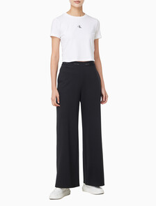 Buy 여성 웨이스트 밴드 로고 트라우저 in color BLACK