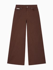 Buy 여성 슈퍼 와이드 레그핏 치노 팬츠 in color Red brown