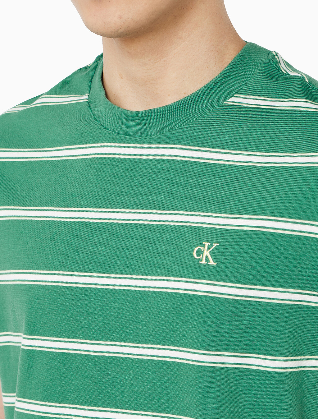Buy 이지 스트라이프 크루넥 티 in color Wild Green