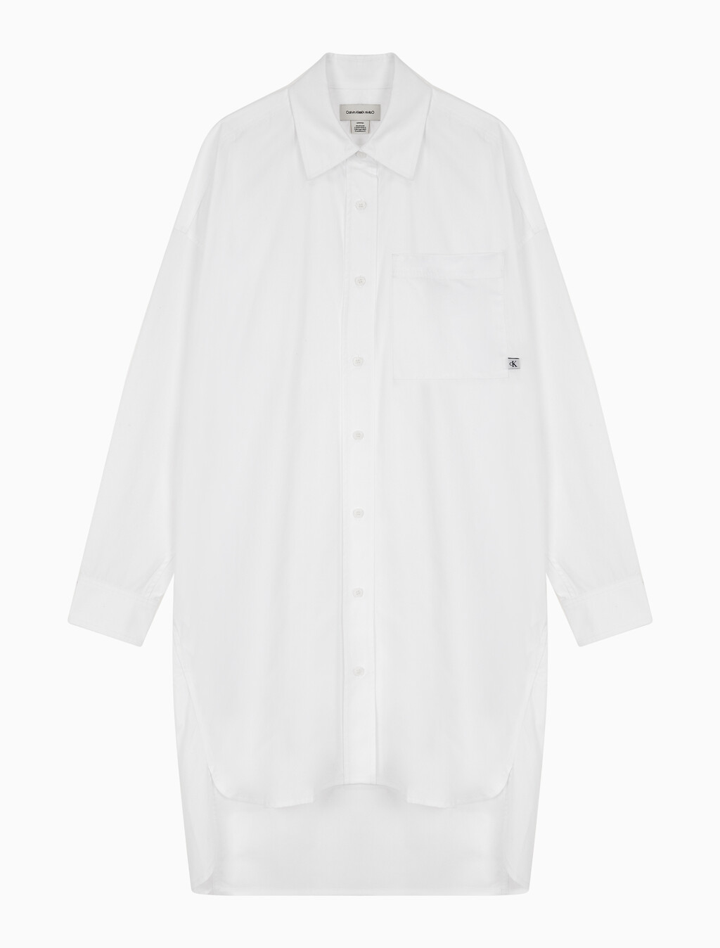 Buy 여성 하이로우 헴 포플린 긴팔 셔츠 드레스 in color BRILLIANT WHITE