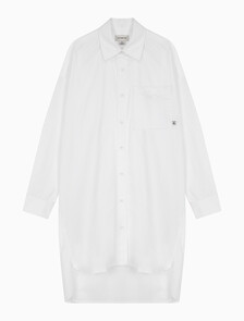 Buy 여성 하이로우 헴 포플린 긴팔 셔츠 드레스 in color BRILLIANT WHITE
