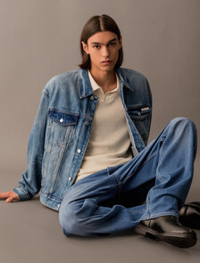 Buy 남성 90's 스트레이트핏 미드블루 스톤워시 데님 in color MID BLUE BACK EMBRO
