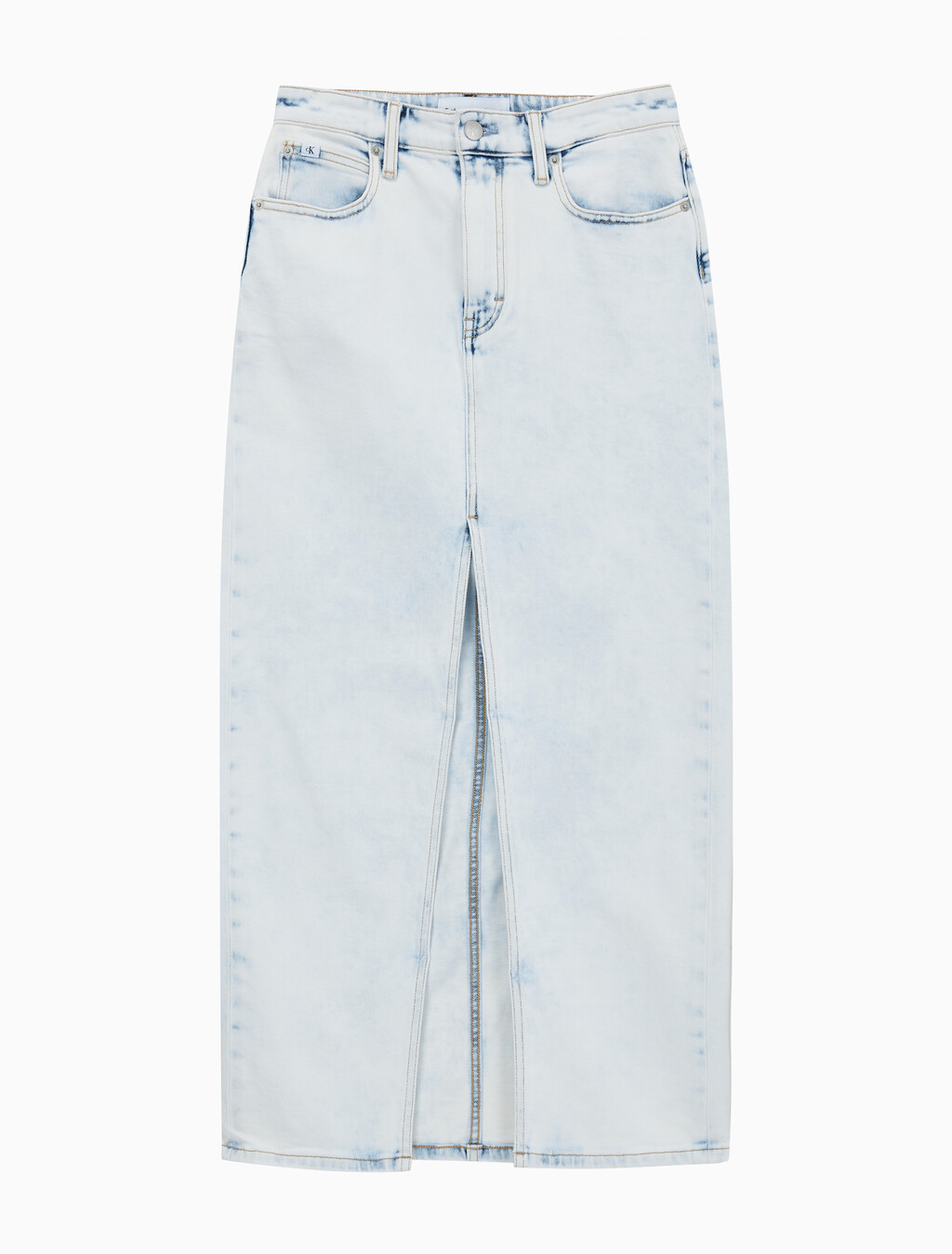 Buy 여성 프론트 스플릿 맥시 데님 스커트 in color CHALKY BLUE