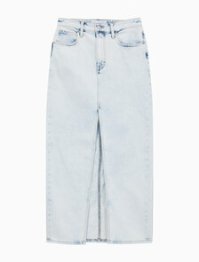 Buy 여성 프론트 스플릿 맥시 데님 스커트 in color CHALKY BLUE