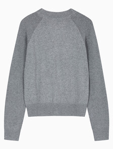 Buy 여성 브이넥 립 가디건 in color GREY