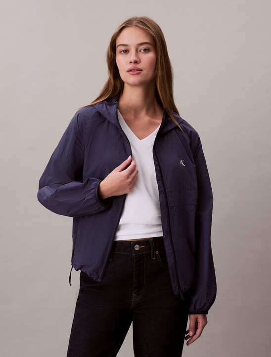 여성 숏 릴렉스드 패커블 윈드브레이커