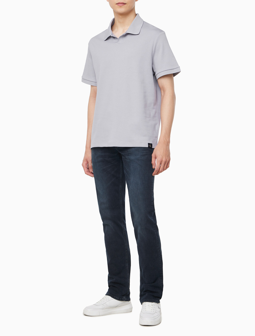 Buy 남성 드롭 니들 오픈 카라 폴로 반팔 티셔츠 in color LILAC GRAY