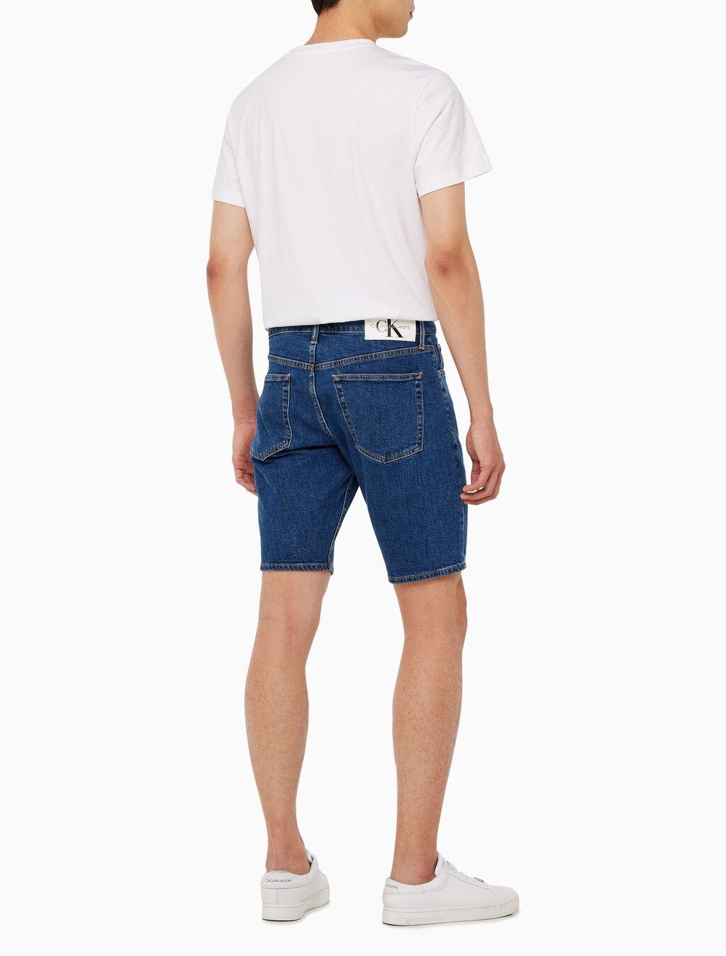 Buy 남성 레귤러 미드블루 데님 쇼츠 in color MID BLUE BACK EMBRO