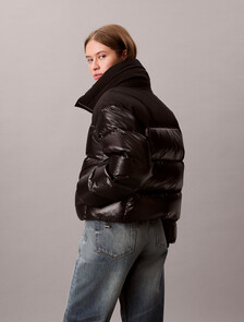 Buy 여성 매트 블라킹 샤인 다운 자켓 in color BLACK