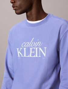 Buy 남성 프리미엄 테리 폰트 믹스 크루넥 스웨트셔츠 in color BLEACHED DENIM