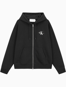 Buy 남녀공용 릴렉스핏 모노그램 집업 후디 in color CK BLACK