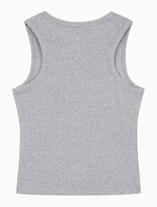 Buy 여성 우븐라벨 코튼 립 탱크 탑 in color HEROIC GREY HEATHER