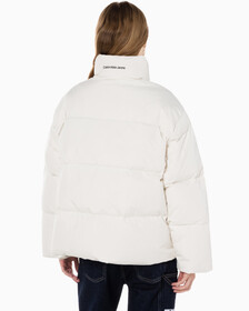Buy 여성 숏 렝스 스탠드 카라 푸퍼 다운 재킷 in color WHITE