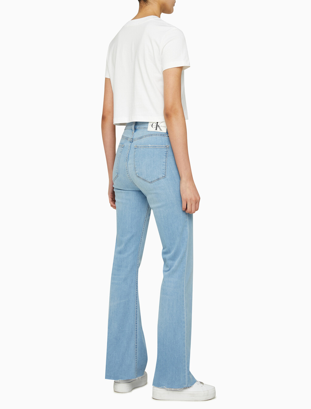 Buy 여성 하이라이즈 플레어핏 라이트블루 37.5 기능성 데님 in color CHALKY BLUE