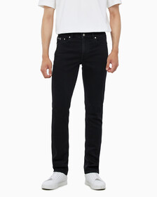 Buy 남성 바디핏 기모 블랙 데님 in color WASHED BLACK LOGO LACE