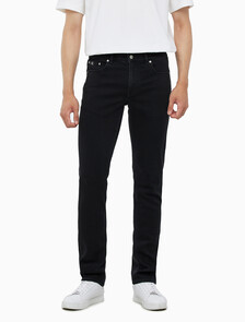 Buy 남성 바디핏 기모 블랙 데님 in color WASHED BLACK LOGO LACE