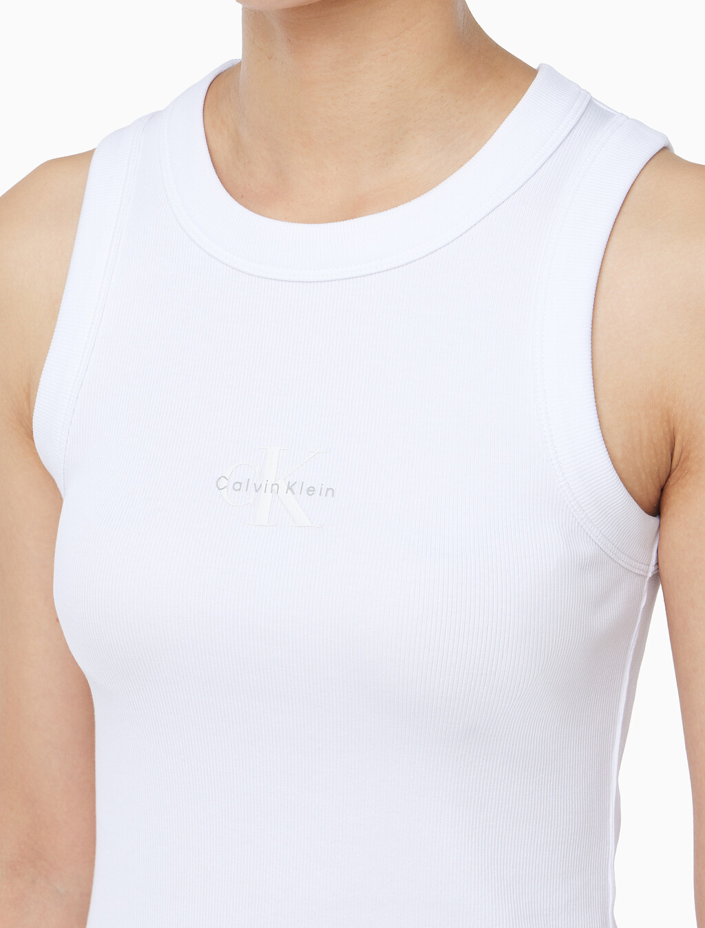 Buy 여성 모노그램 립 슬리브리스 in color BRILLIANT WHITE