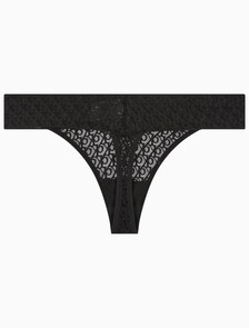 Buy 여성 CK 로고 레이스 트림 로우라이즈 T팬티 in color BLACK