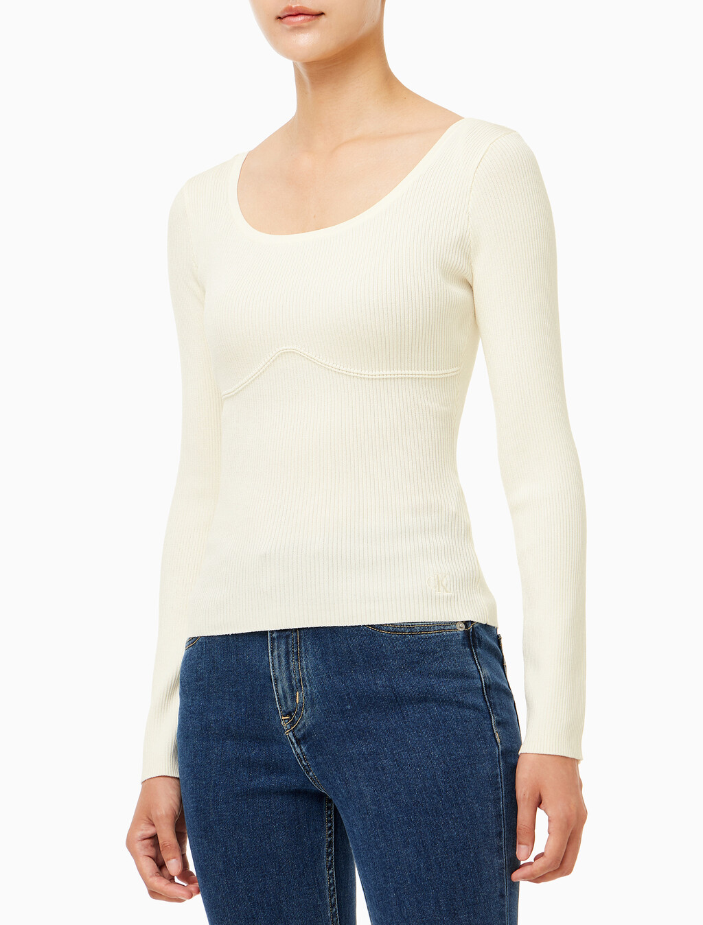 Buy 여성 립 스웨터 in color WHITE
