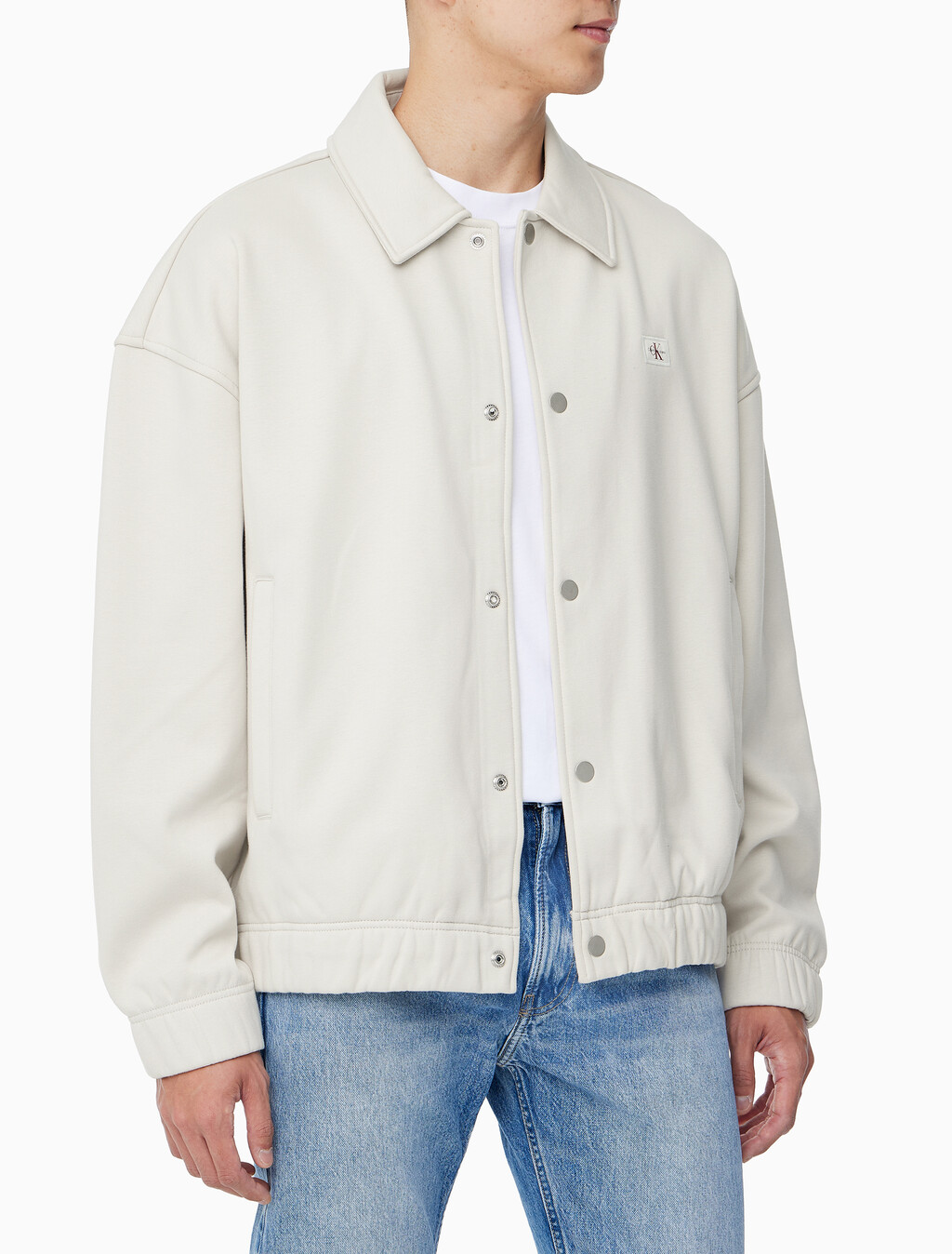 Buy 남성 릴렉스핏 기모 스웻 버튼 카라 자켓 in color LIGHT BEIGE