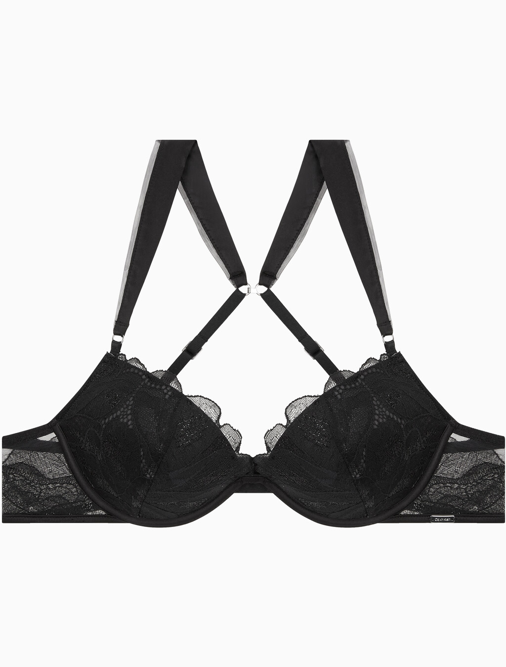 Buy 여성 CK 블랙 플로럴 레이스 AF 푸쉬업 플런지 (ADD A) in color BLACK
