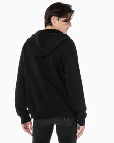Buy 남녀공용 릴렉스핏 모노그램 집업 후디 in color CK BLACK