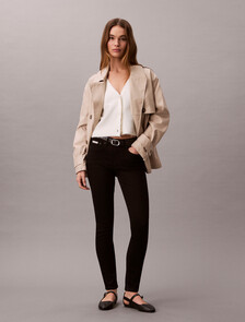 Buy 여성 미드라이즈 스키니 데님 in color BLACK