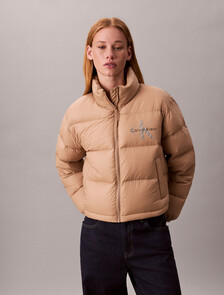 Buy 여성 셔닐 로고 푸퍼 다운 in color CAMEL