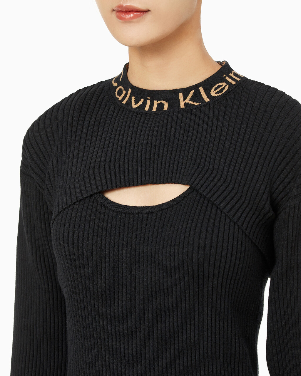 Buy 여성 롱 슬리브 2 in 1 스웨터 원피스 in color CK BLACK