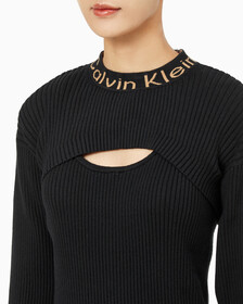 Buy 여성 롱 슬리브 2 in 1 스웨터 원피스 in color CK BLACK