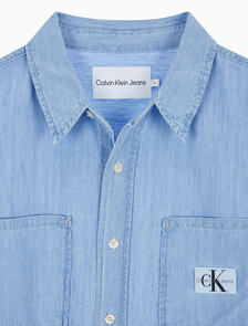 Buy 여성 오버사이즈 긴팔 데님 셔츠 in color CHALKY BLUE