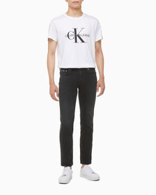 Buy 남성 바디핏 스트레치 블랙 데님 in color WASHED BLACK LOGO LACE